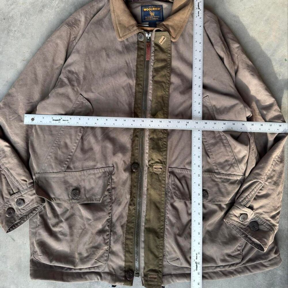 Woolrich green heavy utility jacket with plaid lining - Picture 7 of 8